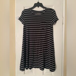 Black and White Striped T-Shirt Dress